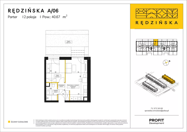 2 pokoje, mieszkanie 40,67 m², parter, oferta nr RD4A/A/06, Rędzińska 4, Wrocław, Maślice, ul. Rędzińska