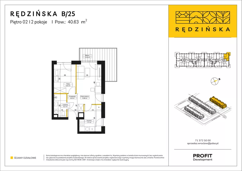 2 pokoje, mieszkanie 40,63 m², piętro 2, oferta nr RD4A/B/25, Rędzińska 4, Wrocław, Maślice, ul. Rędzińska