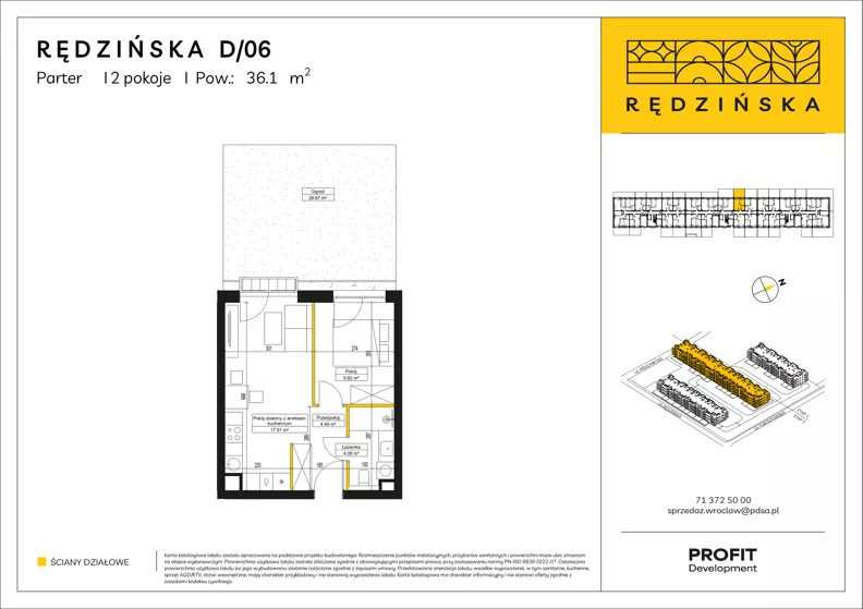 2 pokoje, mieszkanie 36,10 m², parter, oferta nr RD4B/D/06, Rędzińska 4, Wrocław, Maślice, ul. Rędzińska