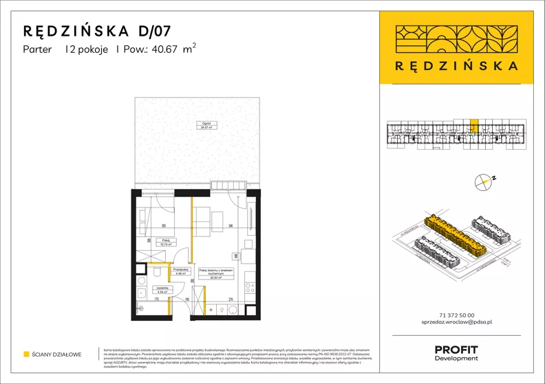 2 pokoje, mieszkanie 40,67 m², parter, oferta nr RD4B/D/07, Rędzińska 4, Wrocław, Maślice, ul. Rędzińska