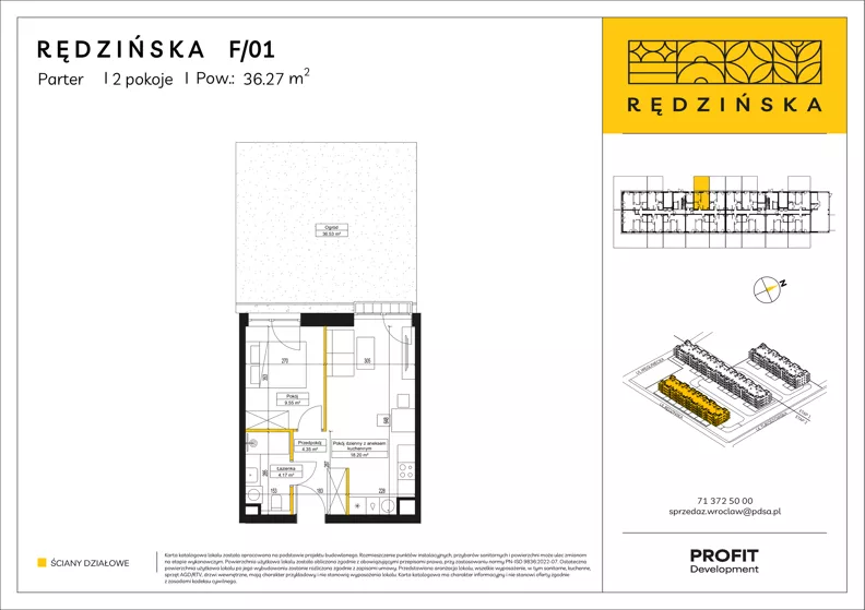 2 pokoje, mieszkanie 36,27 m², parter, oferta nr RD4B/F/01, Rędzińska 4, Wrocław, Maślice, ul. Rędzińska