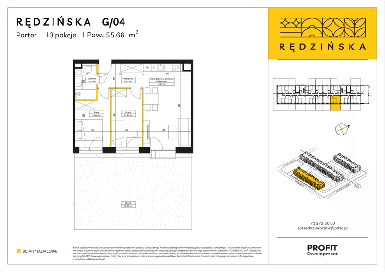3 pokoje, mieszkanie 55,66 m², parter, oferta nr RD4B/G/04, Rędzińska 4, Wrocław, Maślice, ul. Rędzińska