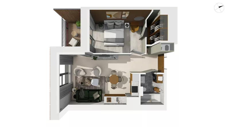 2 pokoje, mieszkanie 43,78 m², piętro 1, oferta nr A1.1.2, Małokacka, Gdynia, Witomino, ul. Małokacka