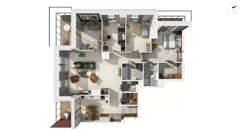 5 pokoi, mieszkanie 143,94 m², piętro 10, oferta nr A1.10.2, Małokacka, Gdynia, Witomino, ul. Małokacka
