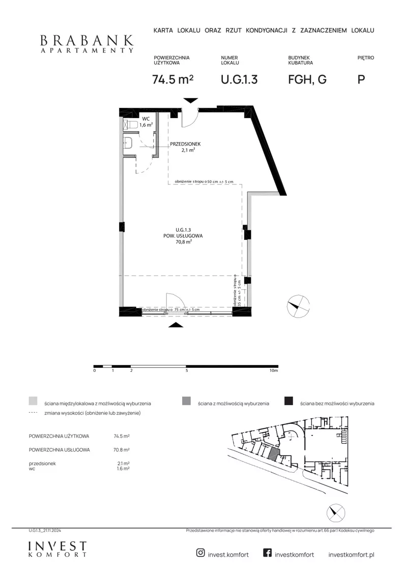 Lokal użytkowy 73,88 m², oferta nr , U.G.1.3, Gdańsk, Śródmieście, ul. Stara Stocznia/Wałowa