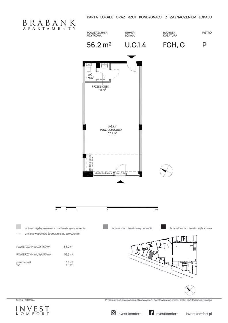 Lokal użytkowy 55,80 m², oferta nr , U.G.1.4, Gdańsk, Śródmieście, ul. Stara Stocznia/Wałowa