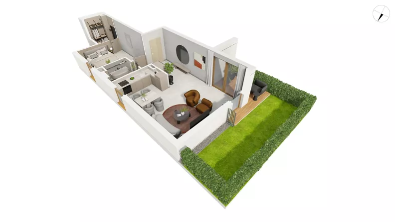 2 pokoje, apartament 59,91 m², parter, oferta nr NAD3_UW_W1.1.5, Nadmorski Dwór, Gdańsk, Brzeźno, ul. Nadmorski Dwór