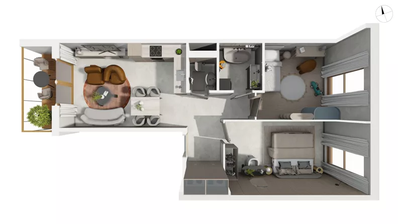 3 pokoje, mieszkanie 65,42 m², piętro 1, oferta nr NAD3_UW_W1.2.1, Nadmorski Dwór, Gdańsk, Brzeźno, ul. Nadmorski Dwór