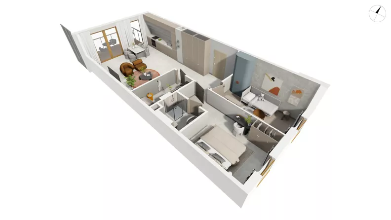 3 pokoje, mieszkanie 84,01 m², piętro 1, oferta nr NAD3_UW_W2.2.1, Nadmorski Dwór, Gdańsk, Brzeźno, ul. Nadmorski Dwór