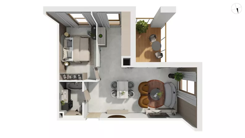 2 pokoje, mieszkanie 56,06 m², piętro 2, oferta nr NAD3_UW_U1.3.4, Nadmorski Dwór, Gdańsk, Brzeźno, ul. Nadmorski Dwór