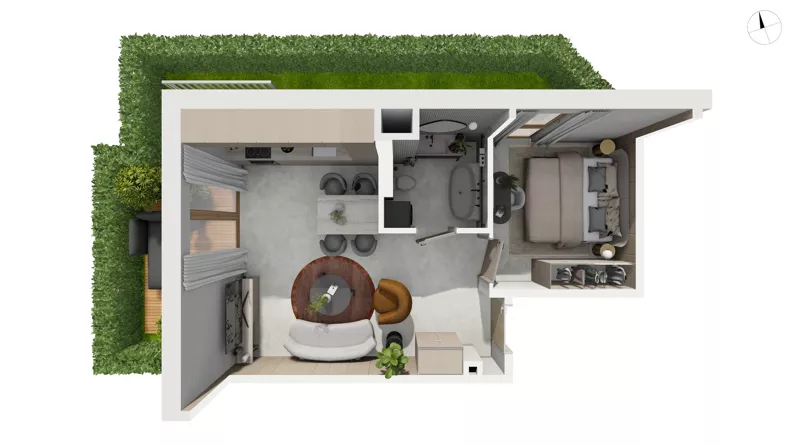 2 pokoje, apartament 40,80 m², parter, oferta nr NAD3_UW_U1.1.5, Nadmorski Dwór, Gdańsk, Brzeźno, ul. Nadmorski Dwór