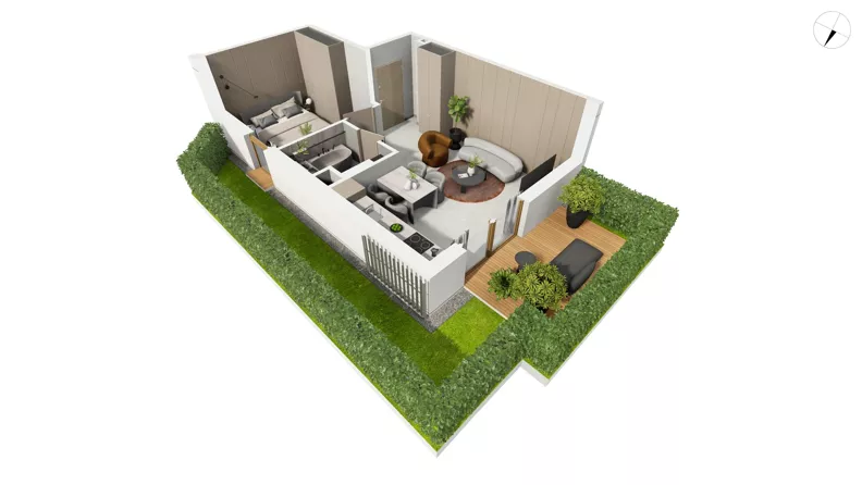 2 pokoje, apartament 40,80 m², parter, oferta nr NAD3_UW_U1.1.5, Nadmorski Dwór, Gdańsk, Brzeźno, ul. Nadmorski Dwór
