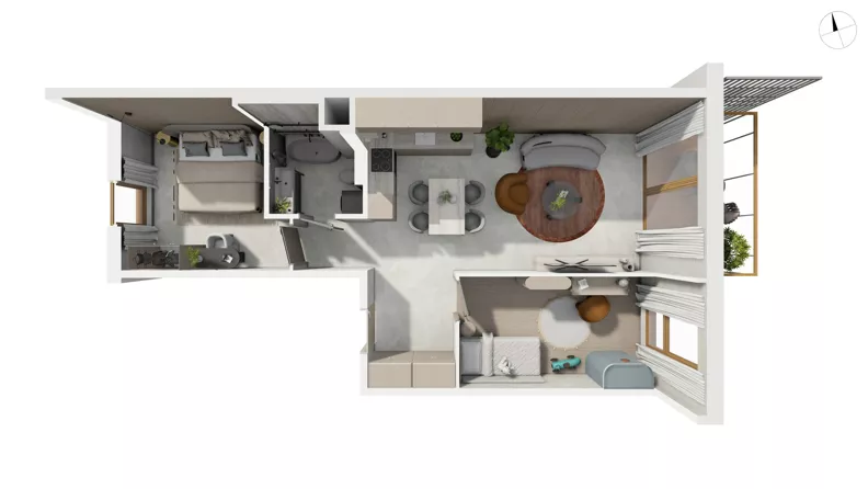 3 pokoje, apartament 63,80 m², piętro 2, oferta nr NAD3_UW_U1.3.1, Nadmorski Dwór, Gdańsk, Brzeźno, ul. Nadmorski Dwór
