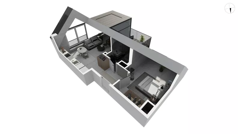 2 pokoje, apartament 44,20 m², piętro 3, oferta nr DANT_DANT_B1.4.3, Ukryte, Gdańsk, Aniołki, ul. Dantyszka
