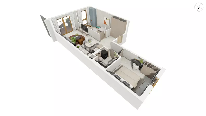 3 pokoje, apartament 63,80 m², piętro 2, oferta nr NAD3_UW_U1.3.1, Nadmorski Dwór, Gdańsk, Brzeźno, ul. Nadmorski Dwór