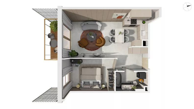 2 pokoje, mieszkanie 50,30 m², piętro 3, oferta nr NAD3_UW_U1.4.3, Nadmorski Dwór, Gdańsk, Brzeźno, ul. Nadmorski Dwór
