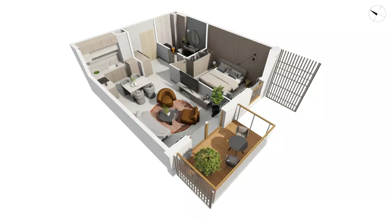 2 pokoje, mieszkanie 50,30 m², piętro 3, oferta nr NAD3_UW_U1.4.3, Nadmorski Dwór, Gdańsk, Brzeźno, ul. Nadmorski Dwór