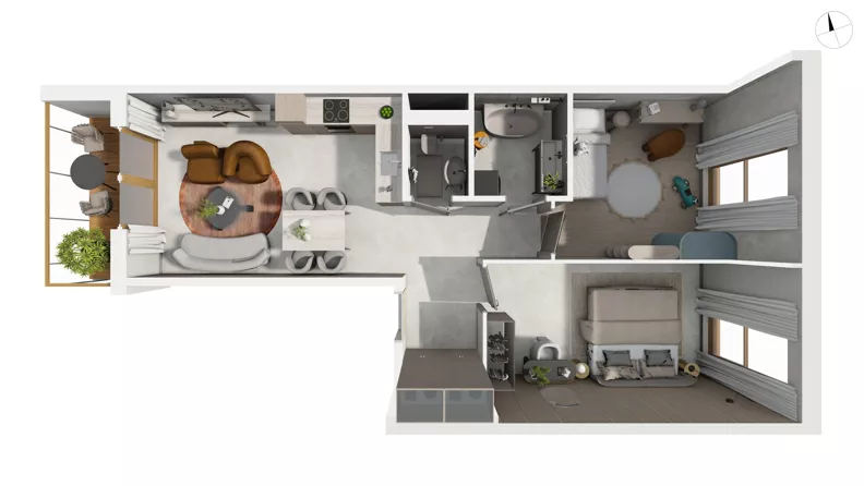 3 pokoje, mieszkanie 65,46 m², piętro 3, oferta nr NAD3_UW_W1.4.1, Nadmorski Dwór, Gdańsk, Brzeźno, ul. Nadmorski Dwór