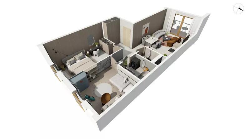 3 pokoje, mieszkanie 65,46 m², piętro 3, oferta nr NAD3_UW_W1.4.1, Nadmorski Dwór, Gdańsk, Brzeźno, ul. Nadmorski Dwór