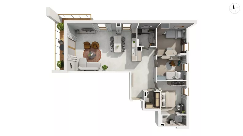4 pokoje, apartament 114,19 m², piętro 2, oferta nr NAD3_UW_W2.3.3, Nadmorski Dwór, Gdańsk, Brzeźno, ul. Nadmorski Dwór