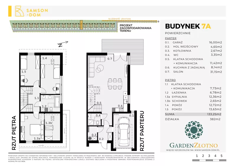Dom 133,25 m², oferta nr 7A, Garden Złotno, Łódź, Polesie, Złotno, ul. Rąbieńska 132