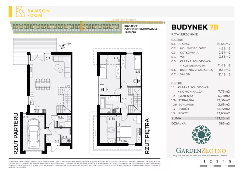 Dom 133,25 m², oferta nr 7B, Garden Złotno, Łódź, Polesie, Złotno, ul. Rąbieńska 132