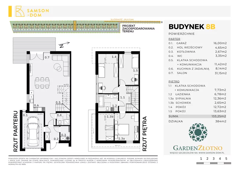 Dom 133,25 m², oferta nr 8B, Garden Złotno, Łódź, Polesie, Złotno, ul. Rąbieńska 132