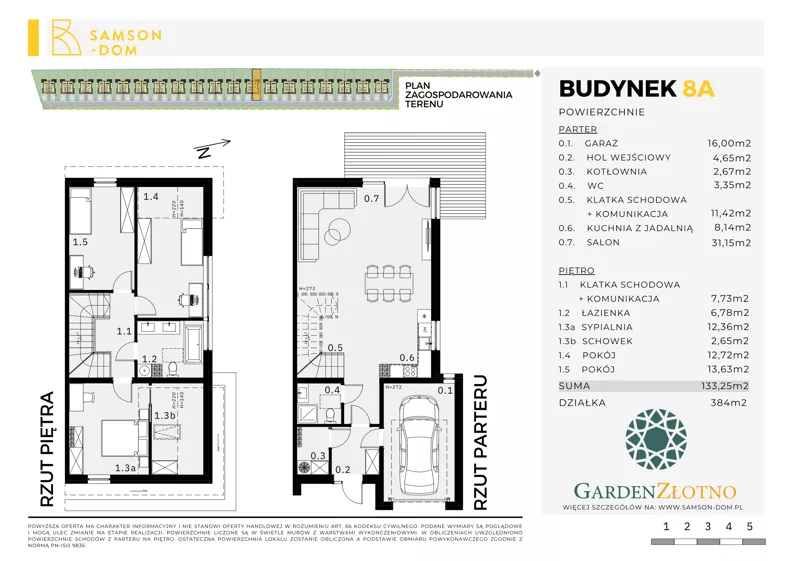 Dom 133,25 m², oferta nr 8A, Garden Złotno, Łódź, Polesie, Złotno, ul. Rąbieńska 132