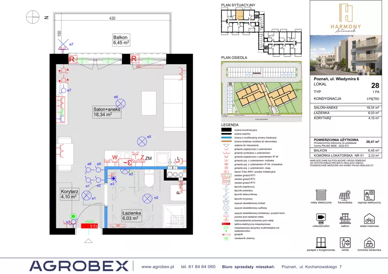 1 pokój, mieszkanie 28,61 m², piętro 2, oferta nr 28, Harmony Antoninek, Poznań, Antoninek-Zieliniec-Kobylepole, Antoninek, ul. Władymira 6