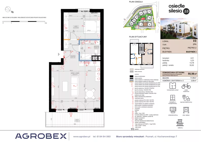 2 pokoje, mieszkanie 55,56 m², piętro 2, oferta nr I3, Silesia 2.0, Zielona Góra, ul. Osiedle Śląskie 33
