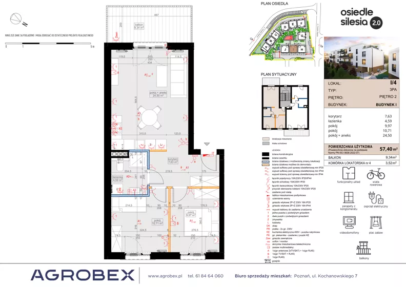 3 pokoje, mieszkanie 57,40 m², piętro 2, oferta nr I4, Silesia 2.0, Zielona Góra, ul. Osiedle Śląskie 33