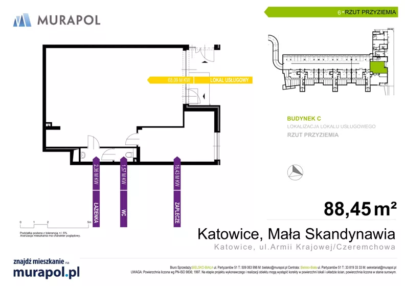 Lokal użytkowy 88,45 m², oferta nr 6, Mała Skandynawia - lokale użytkowe, Katowice, Piotrowice-Ochojec, ul. Armii Krajowej / Czeremchowa