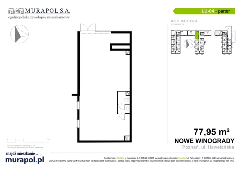 Lokal użytkowy 77,95 m², oferta nr LU.004, Nowe Winogrady - lokale użytkowe, Poznań, Winogrady, Nowe Winogrady, ul. Hawelańska 6