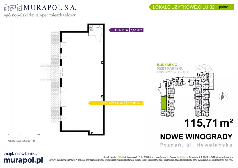 Lokal użytkowy 115,71 m², oferta nr C.LU.02, Nowe Winogrady - lokale użytkowe, Poznań, Winogrady, Nowe Winogrady, ul. Hawelańska 6