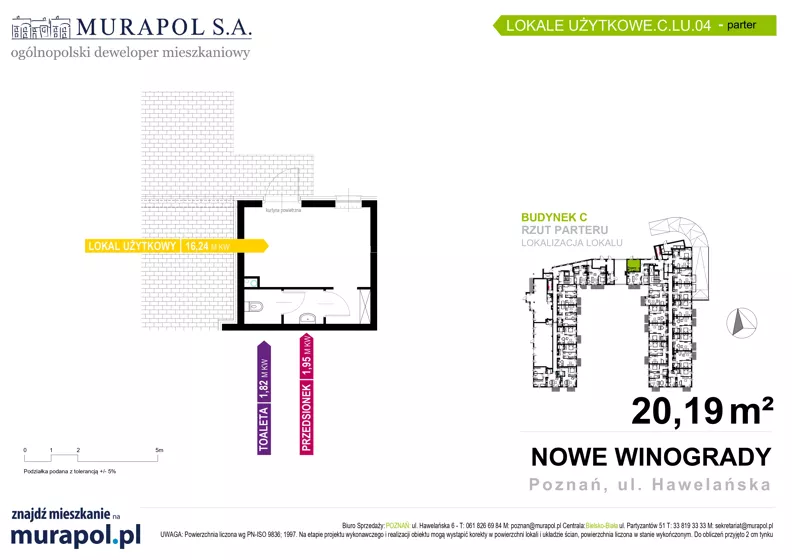 Lokal użytkowy 20,19 m², oferta nr C.LU.04, Nowe Winogrady - lokale użytkowe, Poznań, Winogrady, Nowe Winogrady, ul. Hawelańska 6
