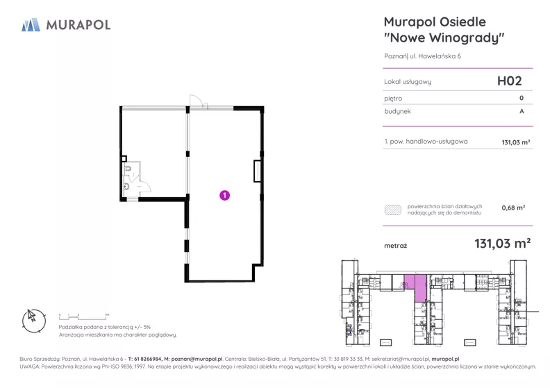 Lokal użytkowy 131,03 m², oferta nr H02, Nowe Winogrady - lokale użytkowe, Poznań, Winogrady, Nowe Winogrady, ul. Hawelańska 6