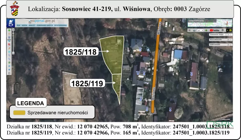 Działka 837,00 m², oferta nr , 4/4/09/2026, Sosnowiec, Zagórze, Zagórze, Wiśniowa