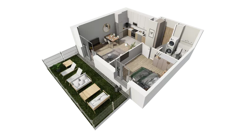 2 pokoje, mieszkanie 45,60 m², parter, oferta nr A.05, Osiedle Salvia, Warszawa, Białołęka, Kobiałka, ul. Mańkowska