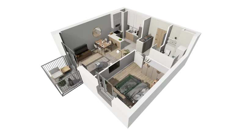 2 pokoje, mieszkanie 43,09 m², piętro 2, oferta nr A.26, Osiedle Salvia, Warszawa, Białołęka, Kobiałka, ul. Mańkowska