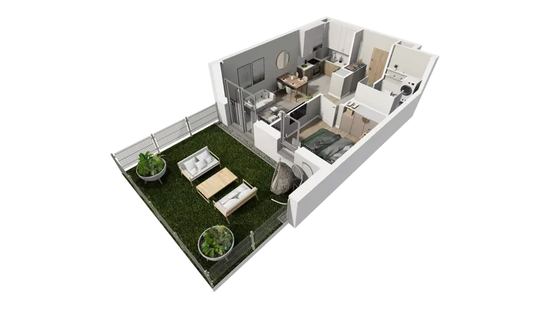 2 pokoje, mieszkanie 37,72 m², parter, oferta nr B.08, Osiedle Salvia, Warszawa, Białołęka, Kobiałka, ul. Mańkowska