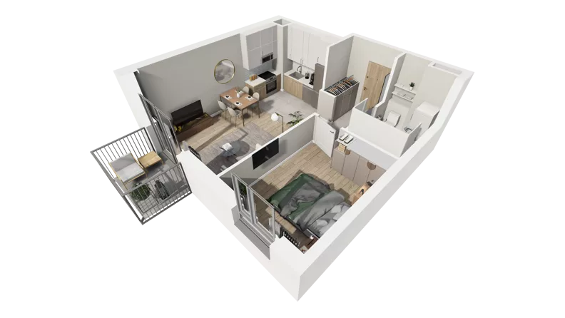 2 pokoje, mieszkanie 41,44 m², piętro 1, oferta nr B.15, Osiedle Salvia, Warszawa, Białołęka, Kobiałka, ul. Mańkowska