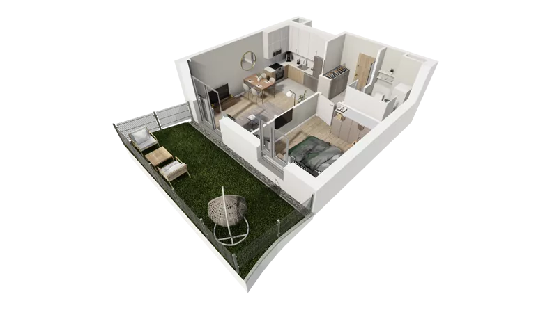 2 pokoje, mieszkanie 41,48 m², parter, oferta nr C.01, Osiedle Salvia, Warszawa, Białołęka, Kobiałka, ul. Mańkowska