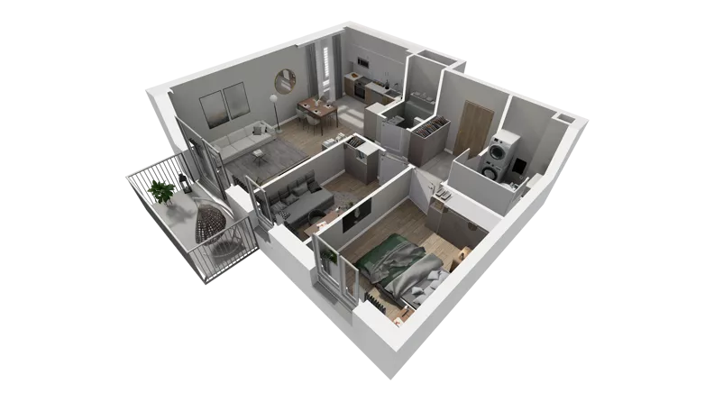 3 pokoje, mieszkanie 60,33 m², parter, oferta nr B.02, Osiedle Salvia, Warszawa, Białołęka, Kobiałka, ul. Mańkowska