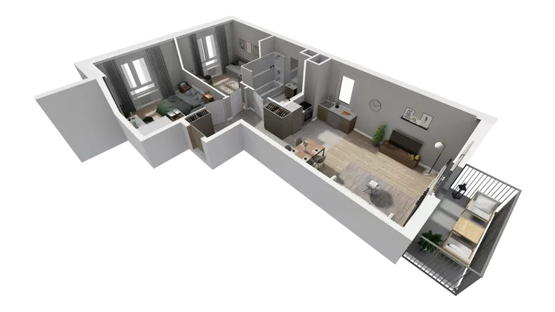 3 pokoje, mieszkanie 61,71 m², piętro 2, oferta nr B.36, Osiedle Salvia, Warszawa, Białołęka, Kobiałka, ul. Mańkowska