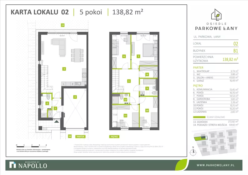 Dom 138,82 m², oferta nr B.1.2, Parkowe Łany, Łany, ul. Parkowa