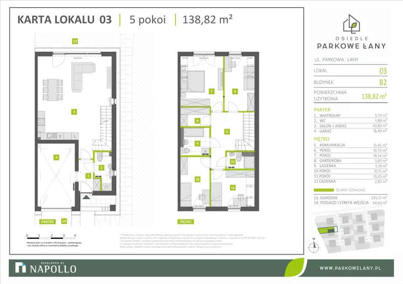Dom 138,82 m², oferta nr B.2.3, Parkowe Łany, Łany, ul. Parkowa