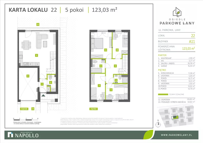 Dom 123,03 m², oferta nr A.11.22, Parkowe Łany, Łany, ul. Parkowa