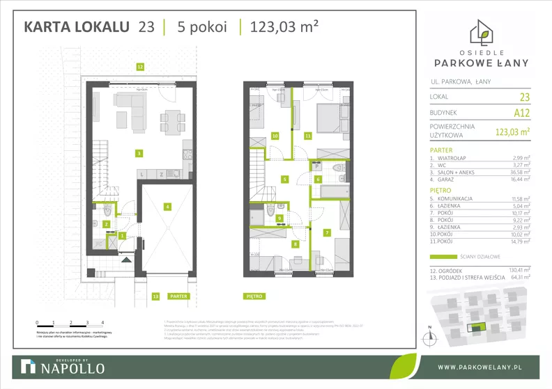 Dom 123,03 m², oferta nr A.12.23, Parkowe Łany, Łany, ul. Parkowa