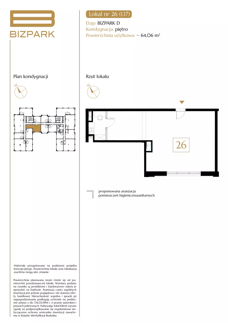Lokal użytkowy 64,06 m², oferta nr 26, Bizpark, Skórzewo, ul. Kozierowskiego 6