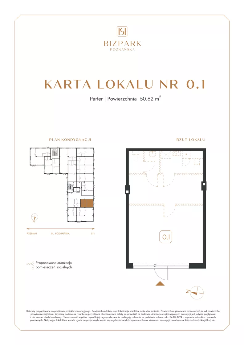 Lokal użytkowy 50,62 m², oferta nr 0.1, Bizpark Poznańska, Skórzewo, ul. Poznańska